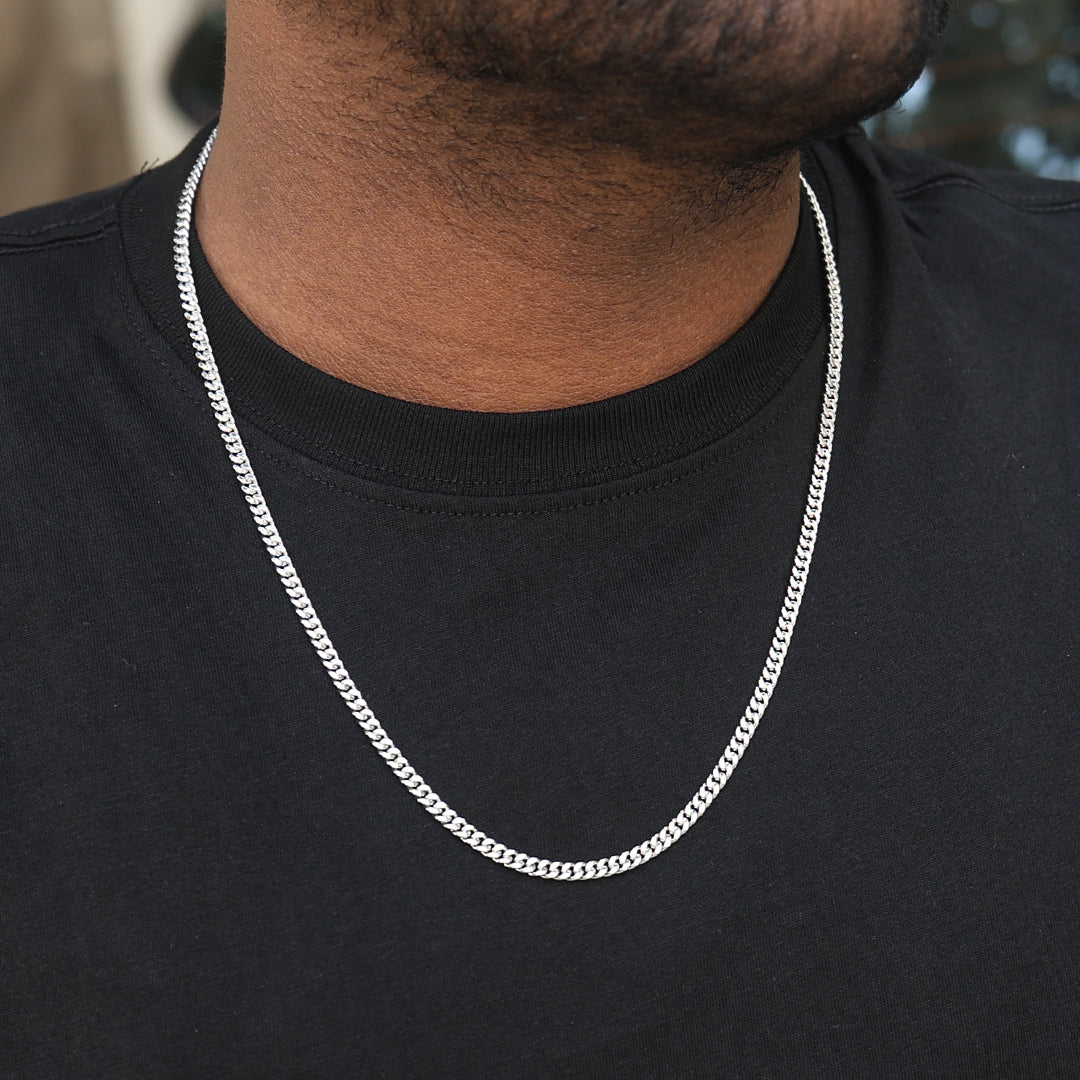 Sleek Cuban Link Chain (18K White Gold Rhodium Plating)  4 MM