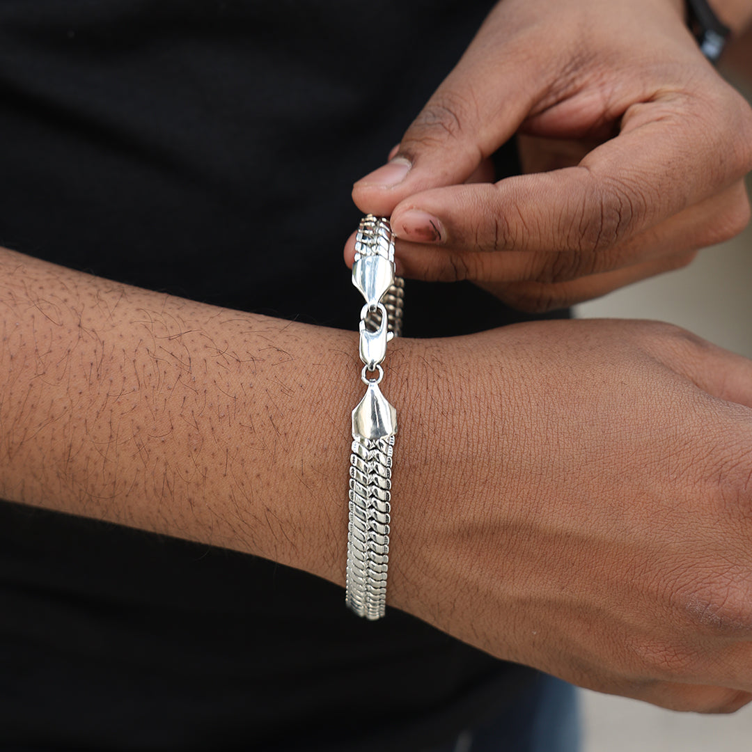 Flat Cuban Bracelet (18K White Gold Rhodium Plating) - 9 MM