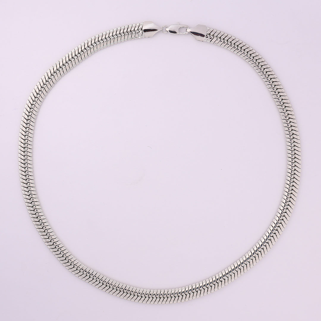 Flat Cuban Chain (18K White Gold Rhodium Plating) - 9 MM