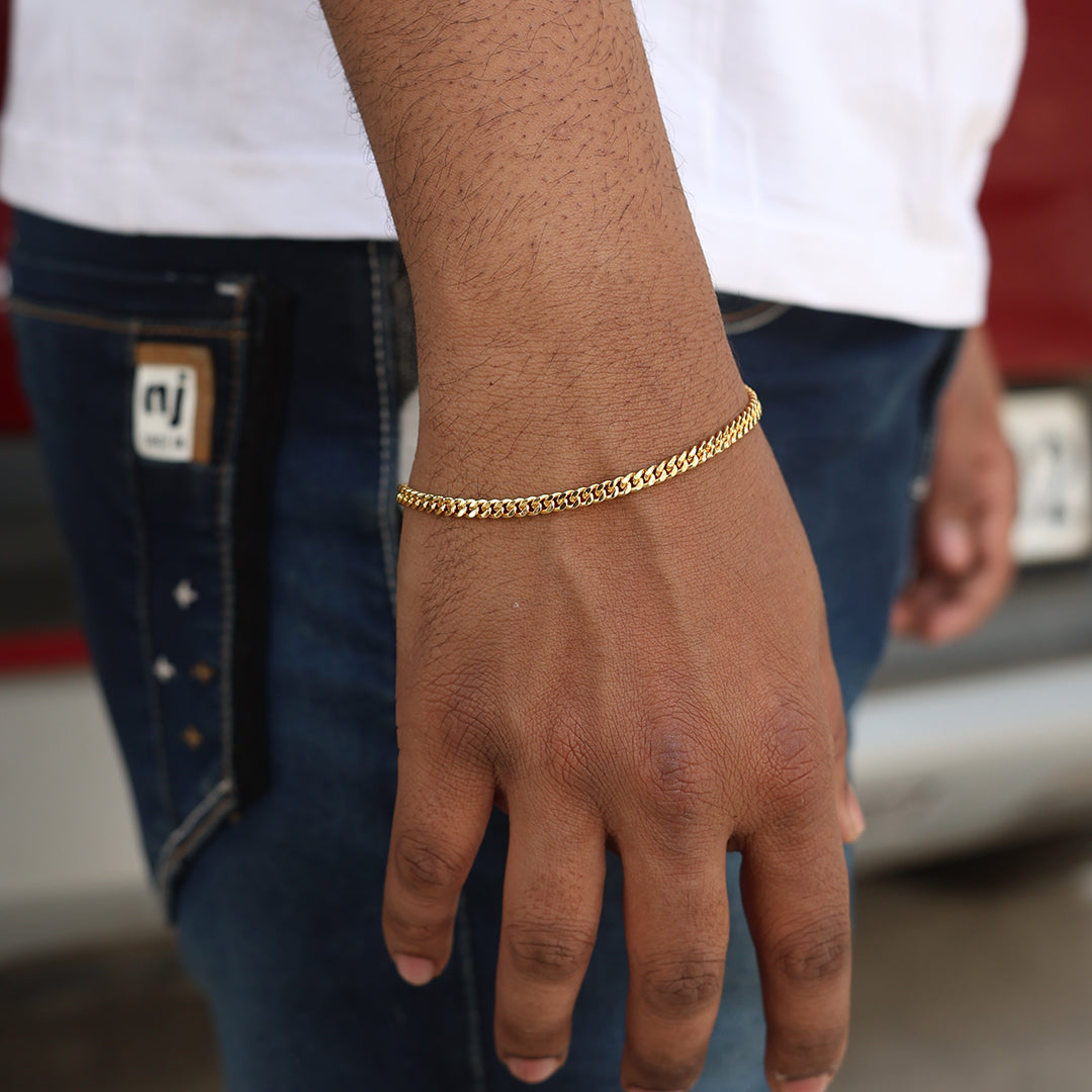 Sleek Cuban Bracelet (18K Gold Plating) 4mm