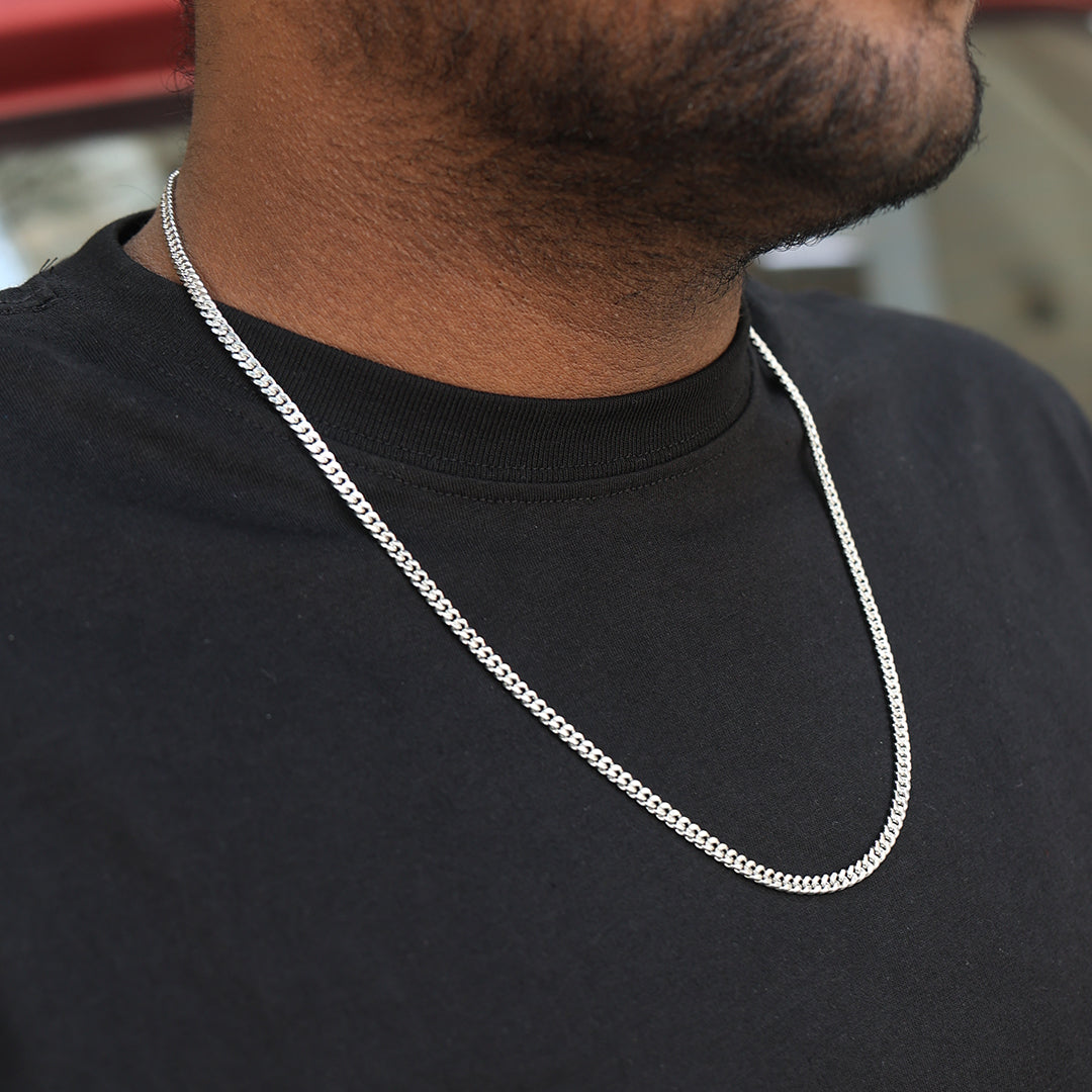 Sleek Cuban Link Chain (18K White Gold Rhodium Plating) 4 MM