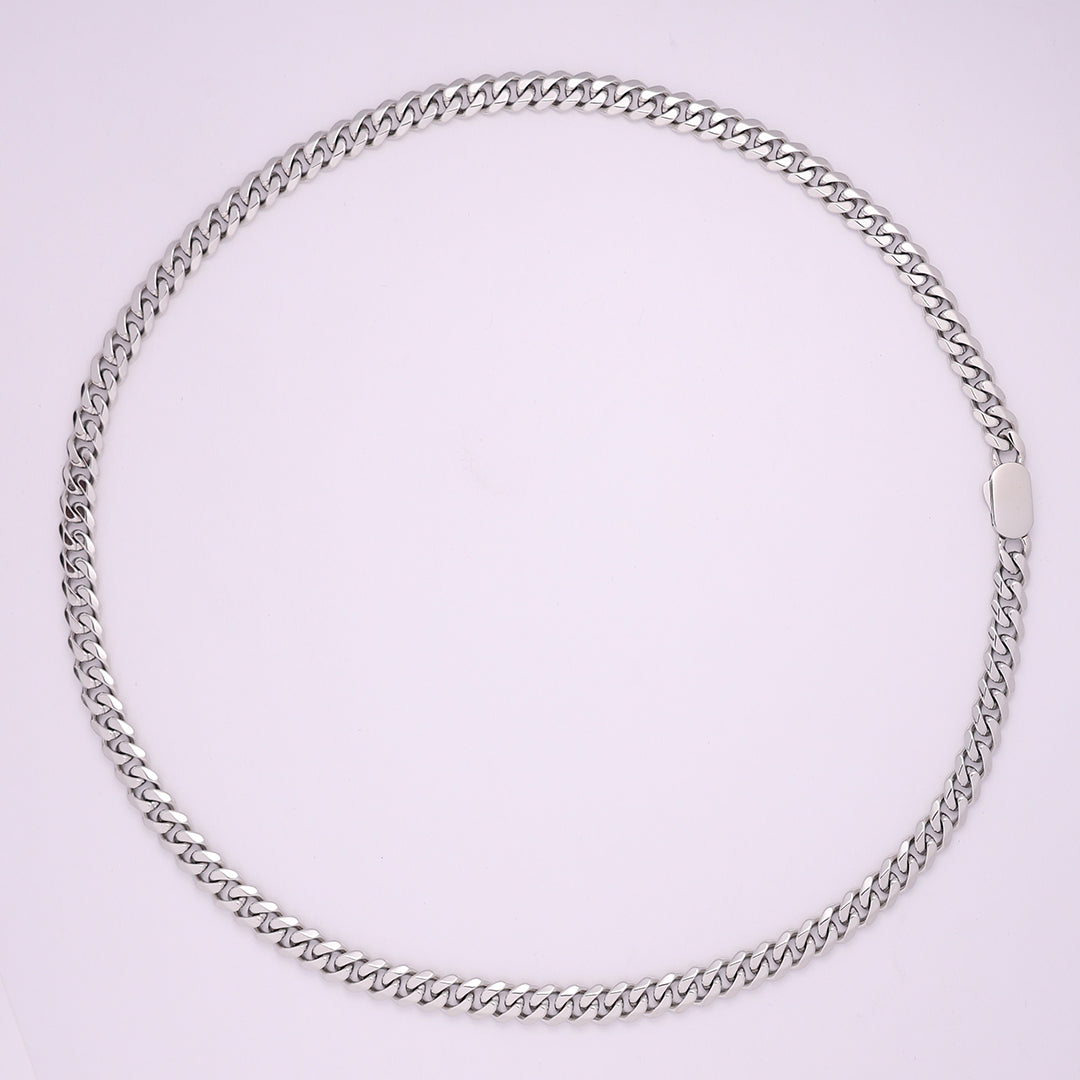CUBAN CHAIN( 18K White Gold Rhodium Plating ) 8MM