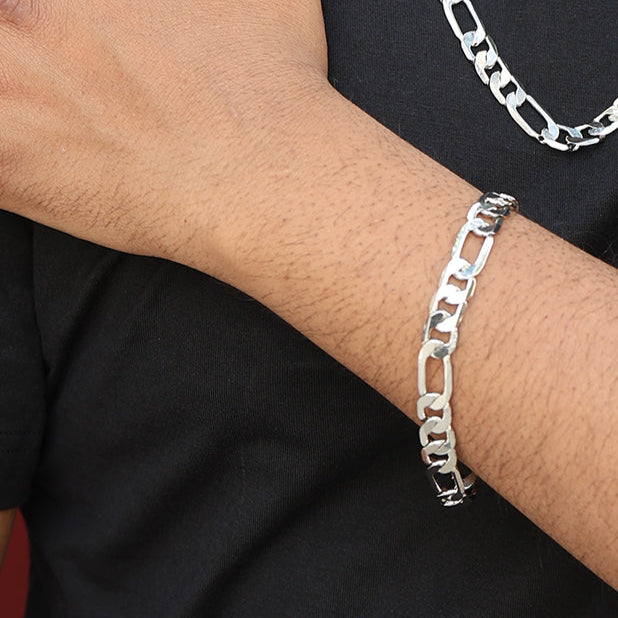 Timeless Figaro Bracelet (18K White Gold - Rhodium Plating) 8.5mm