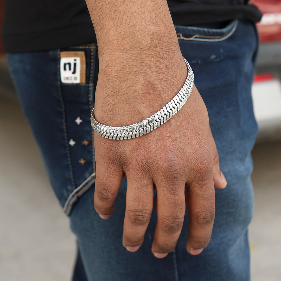Flat Cuban Bracelet (18K White Gold Rhodium Plating) - 9 MM