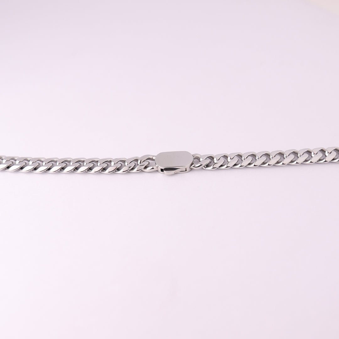 CUBAN CHAIN( 18K White Gold Rhodium Plating ) 8MM