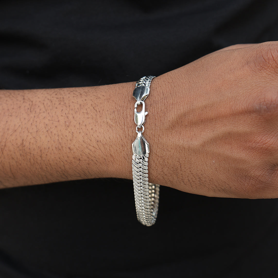 Flat Cuban Bracelet (18K White Gold Rhodium Plating) - 9 MM