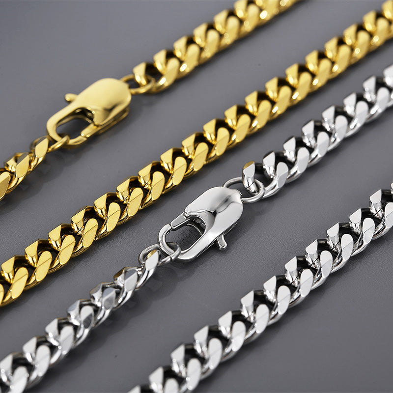 Men’s Chain and Bracelet - 7 mm - 18k Gold Plated