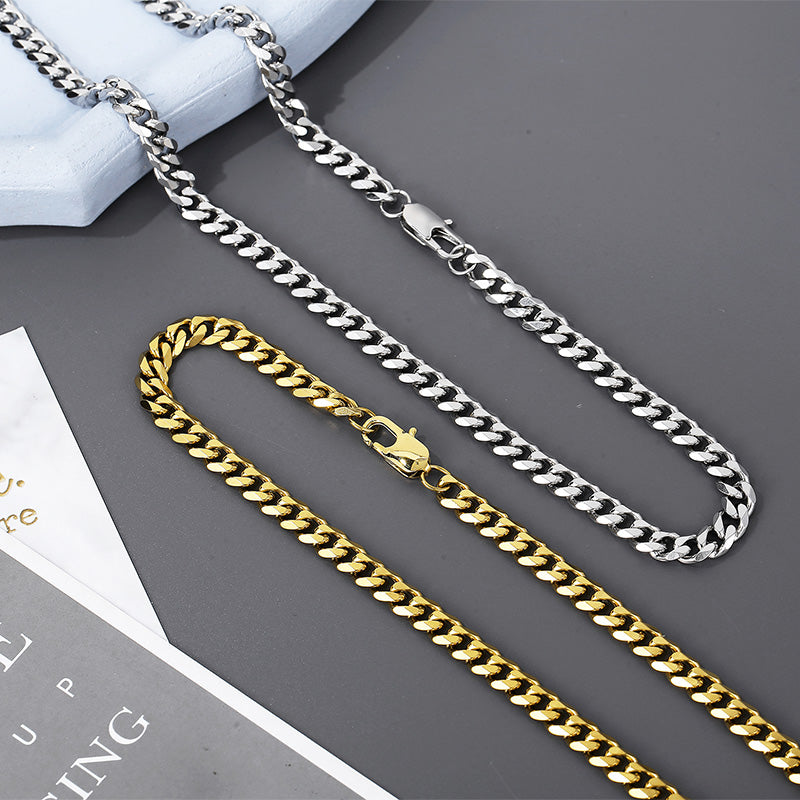 Men’s Chain and Bracelet - 7 mm - 18k Gold Plated