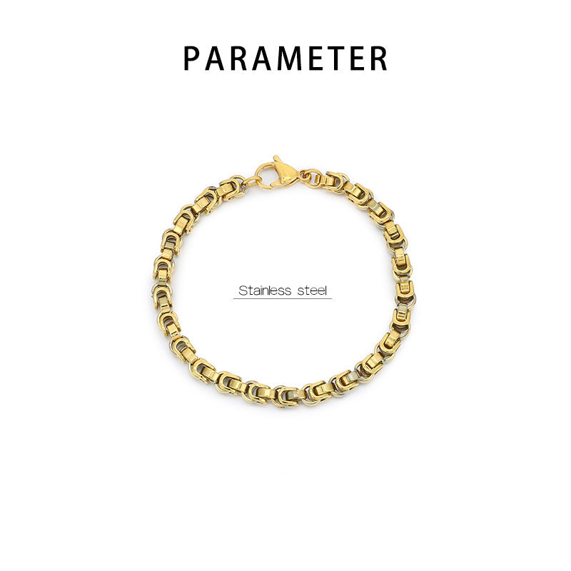 Bamboo Mens's Gold Plated Chain and bracelet. - 18K Gold Plated