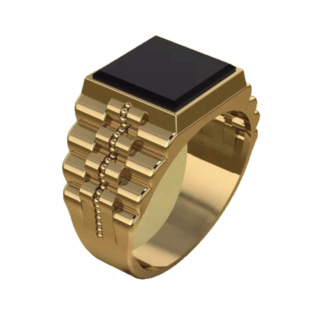 Square Black Gem Ring