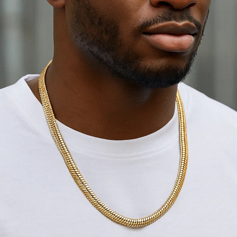 Flat Cuban Gold Chain (18K Gold Plating) - 9 MM