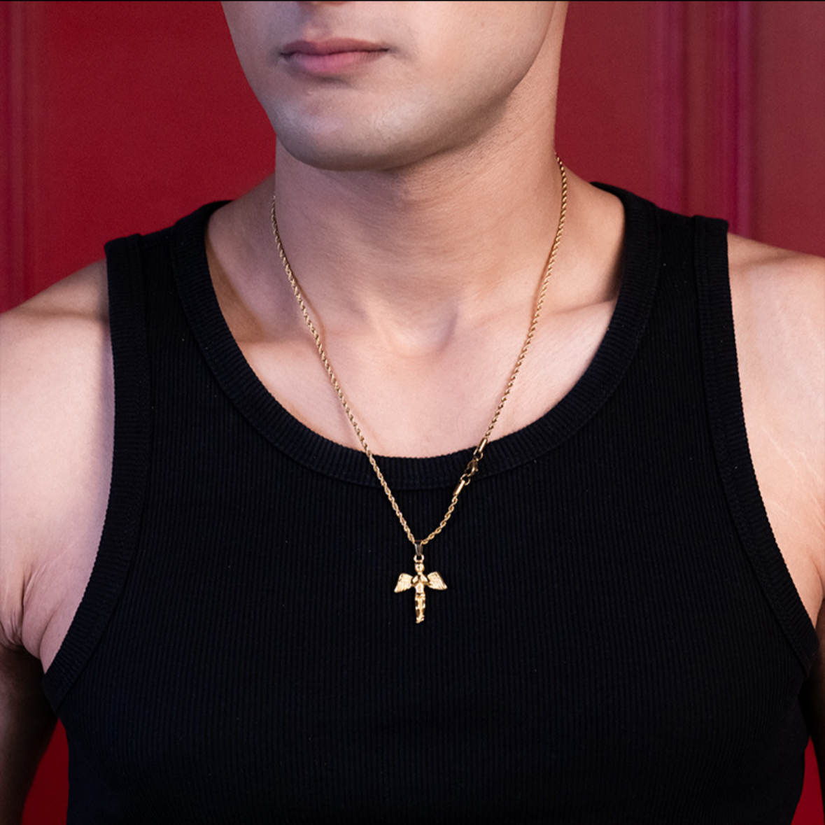 CHERUB (GOLD) PENDANT+CHAIN - 18K Gold Plating