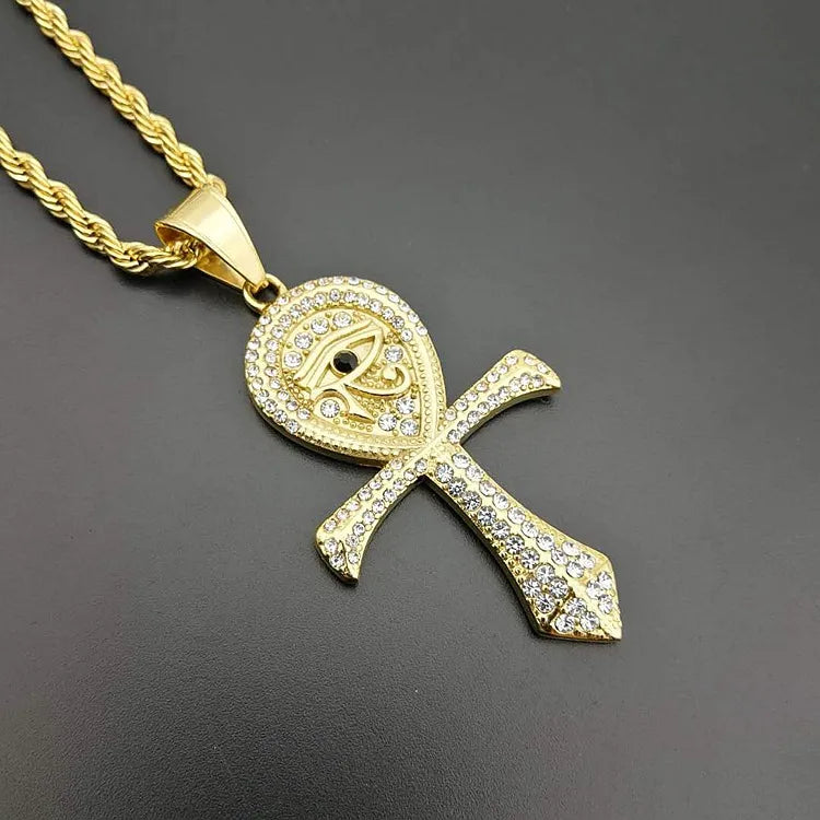 Titanium - The Eye Of Horus (Pendant + Chain) - 18K Gold Plating