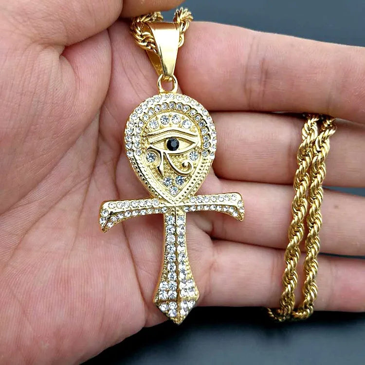 Titanium - The Eye Of Horus (Pendant + Chain) - 18K Gold Plating