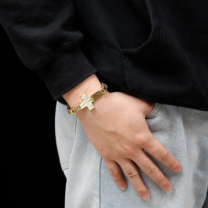 Titanium Cross Chain Bracelet