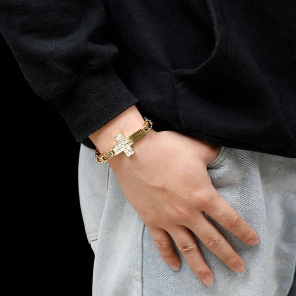 Titanium Cross Chain Bracelet