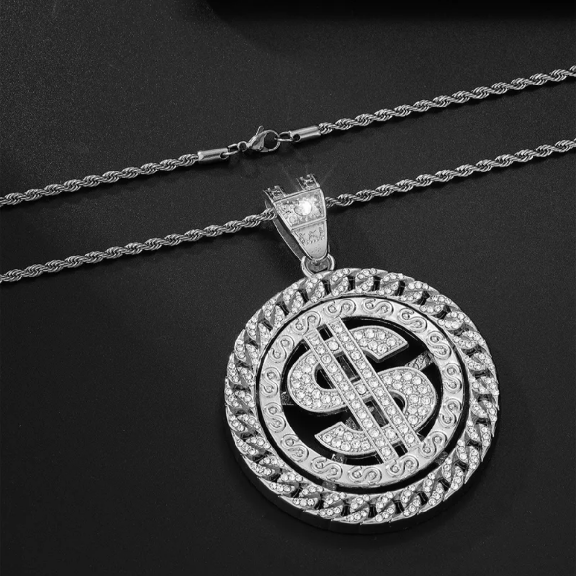 Rotatable Dollar Shape (Pendant + Chain)