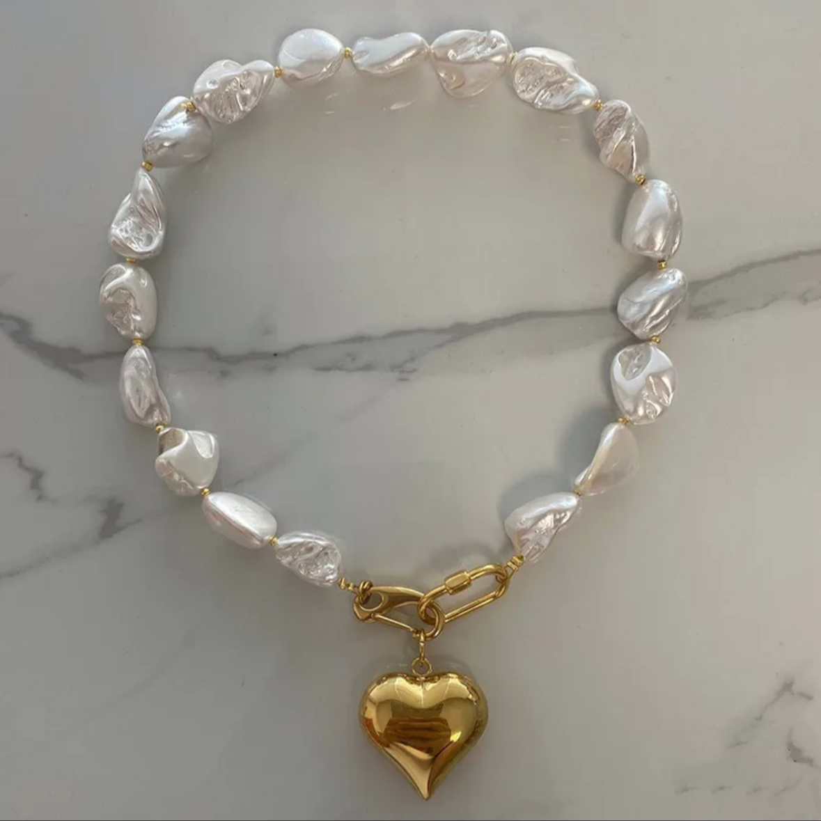 Natural Shell Titanium Necklace — 18K Gold Plated