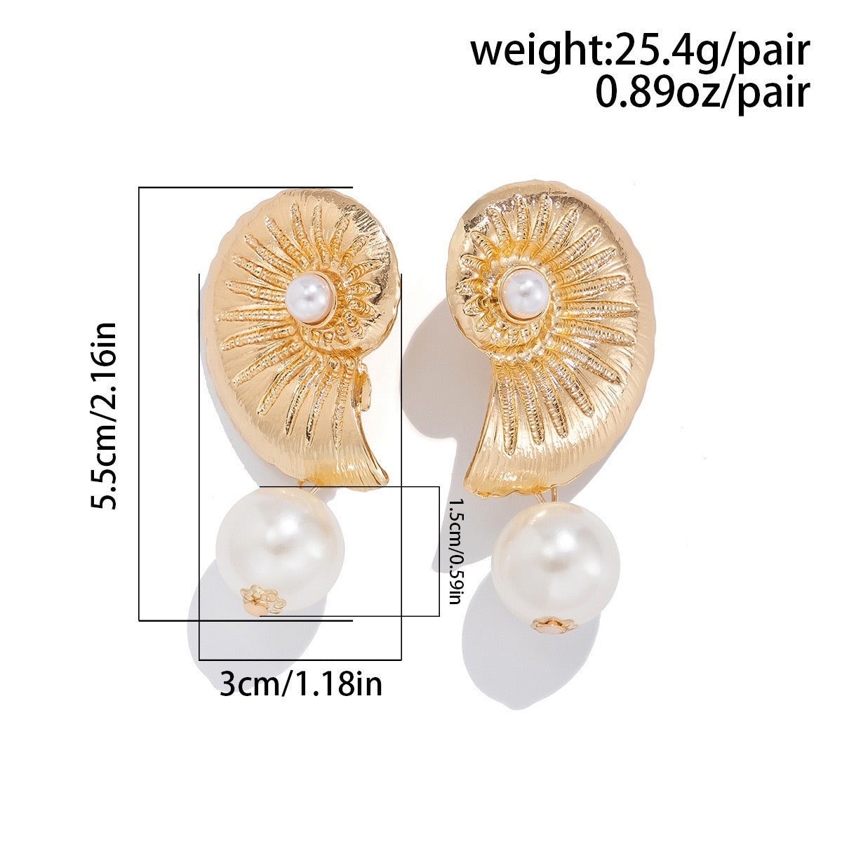 Snail Shell Earrings (18K Gold Plating)