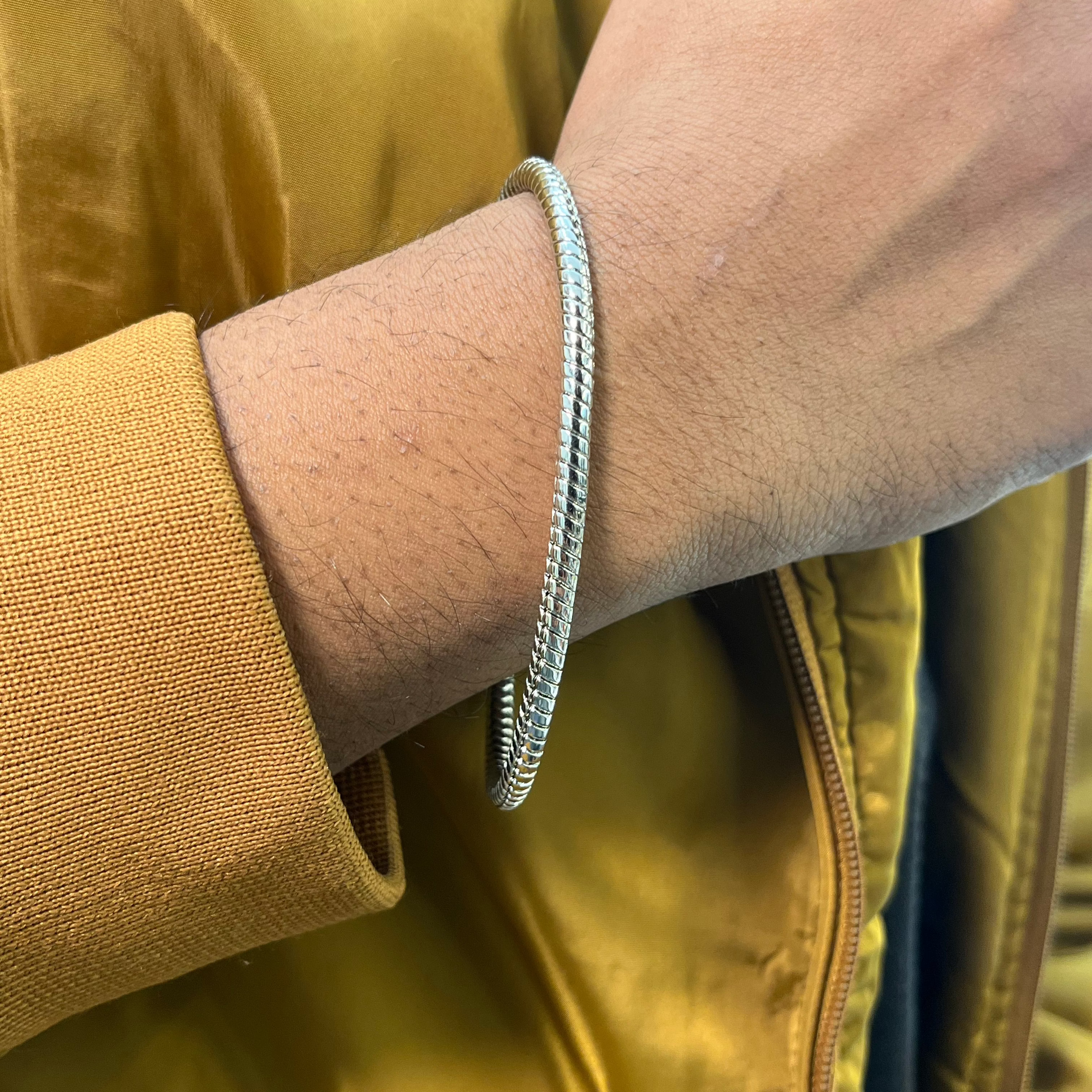 Round Cuban Bracelet (18K White Gold Rhodium Plating) - 4.5 MM