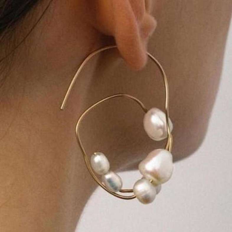 Graceful Pearl Wire Earrings