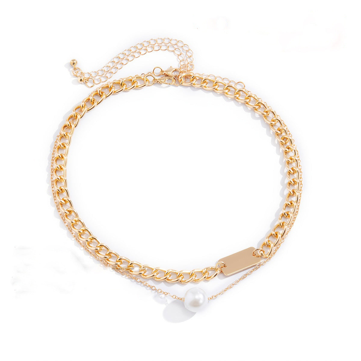 Pearl & Cuban Link Duo Necklace