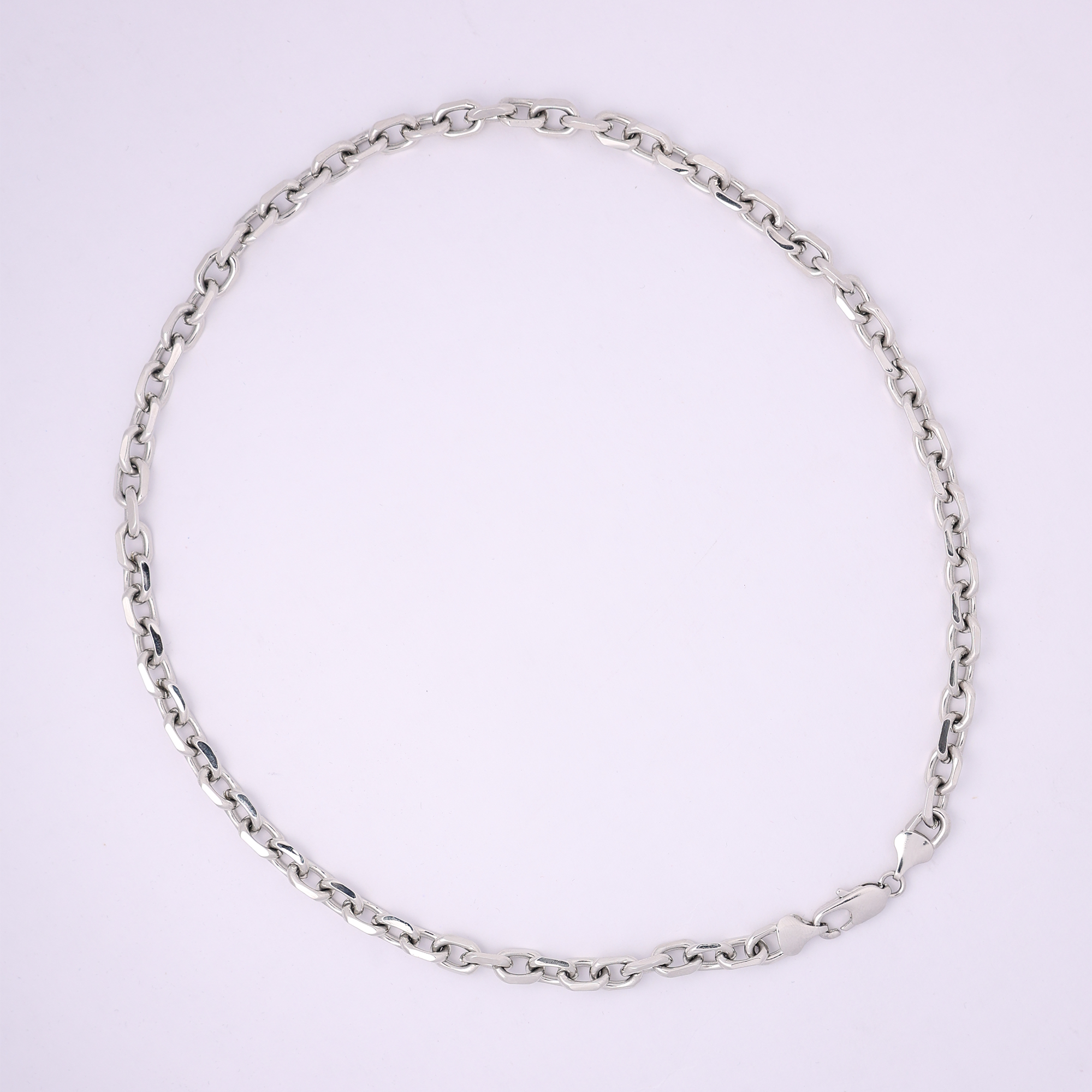 Oval Anchor Chain (18K White Gold Rhodium Plating) - 7 MM
