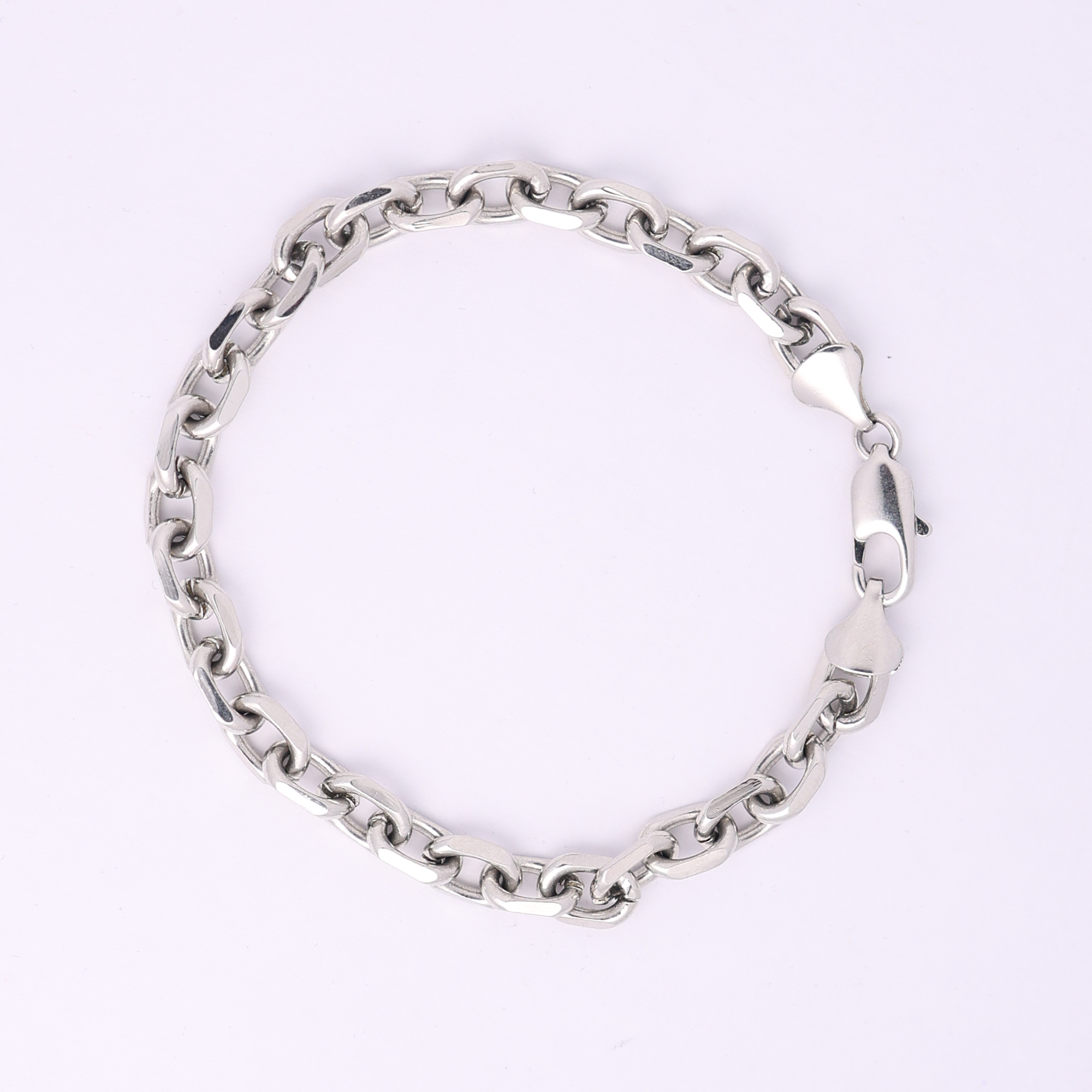 Oval Anchor Bracelet (18K White Gold Rhodium Plating) - 7 MM
