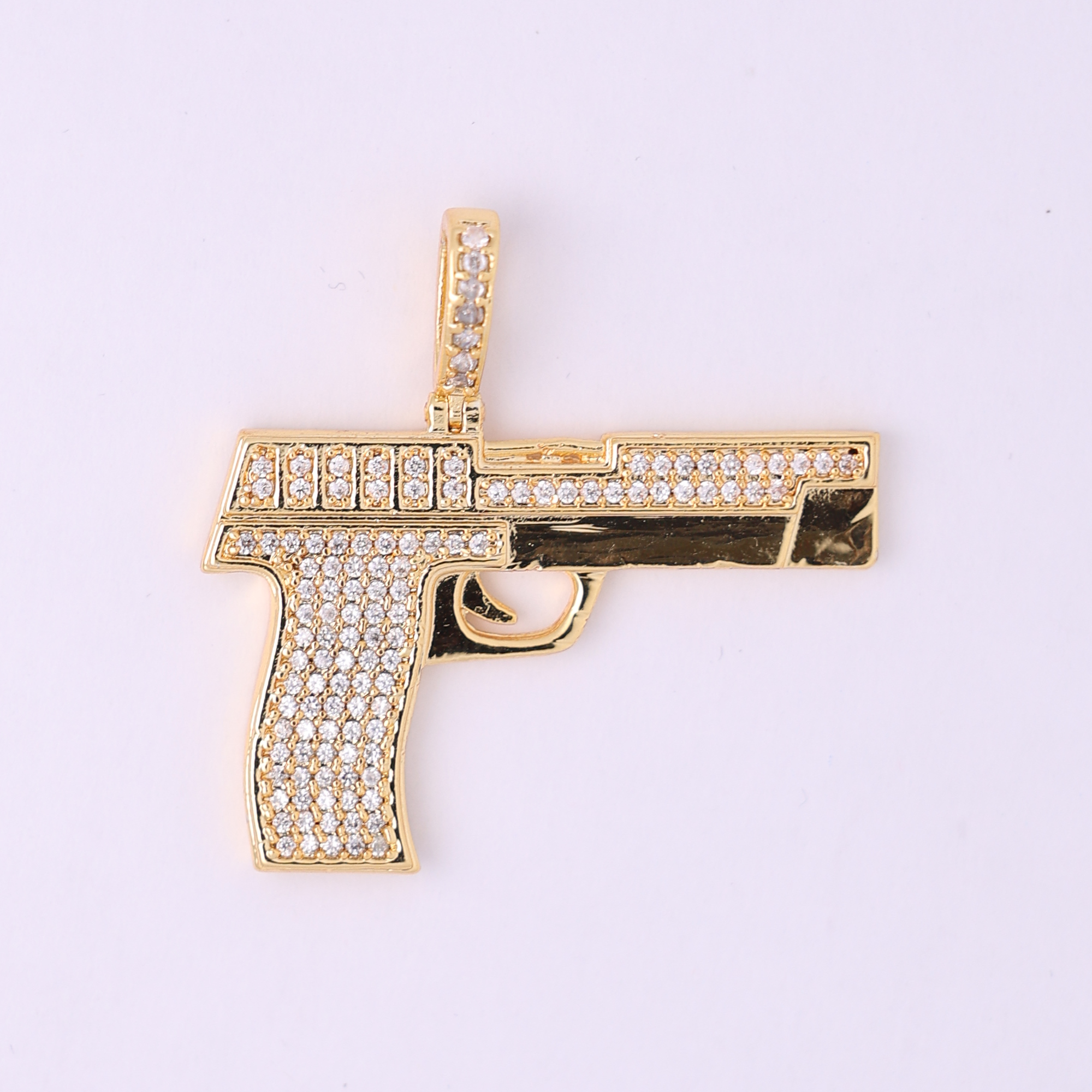 Zircon GUN (PENDANT + Chain) - 18k Gold Plated