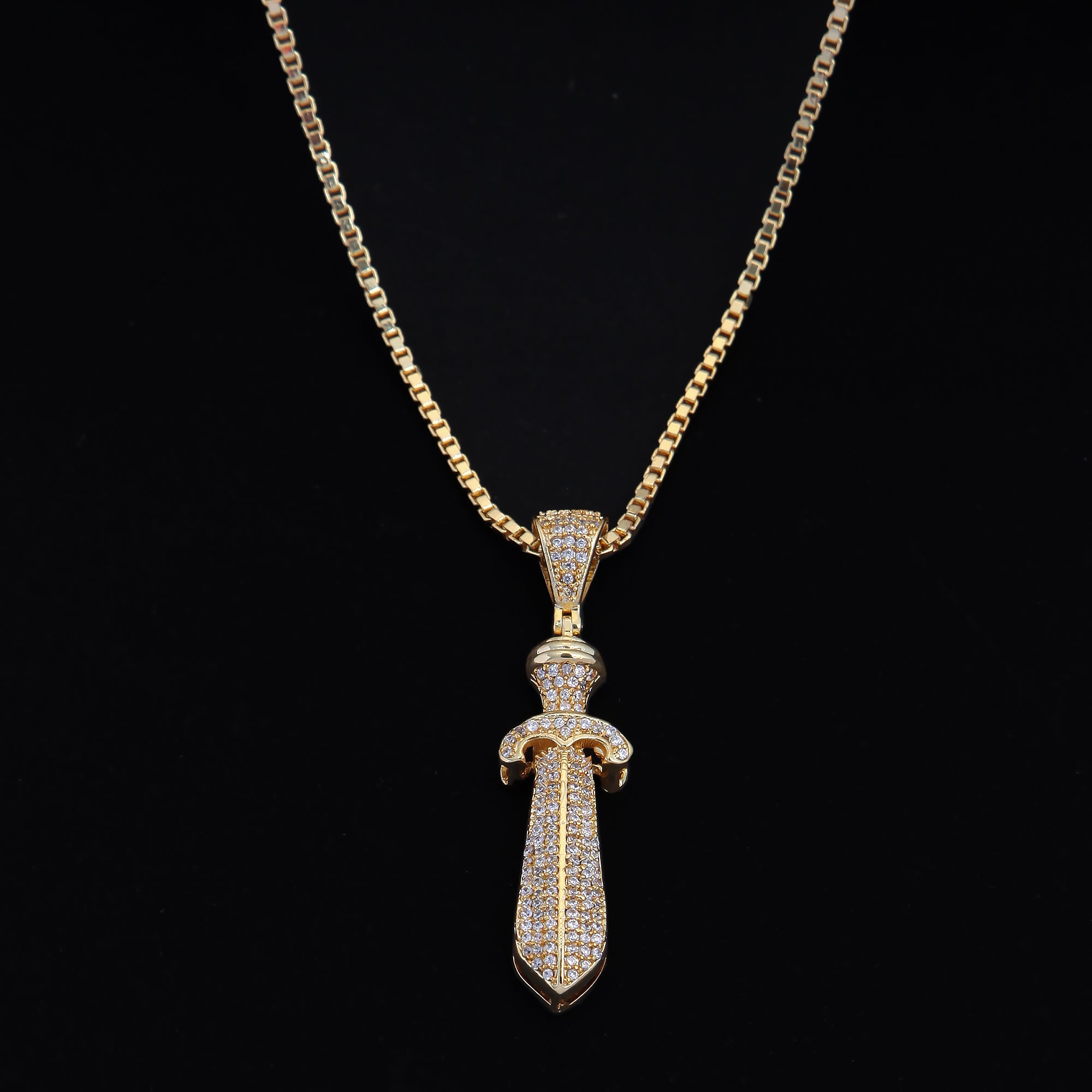 Zircon Sword ( Pendant + Chain) - 18K Gold Plated