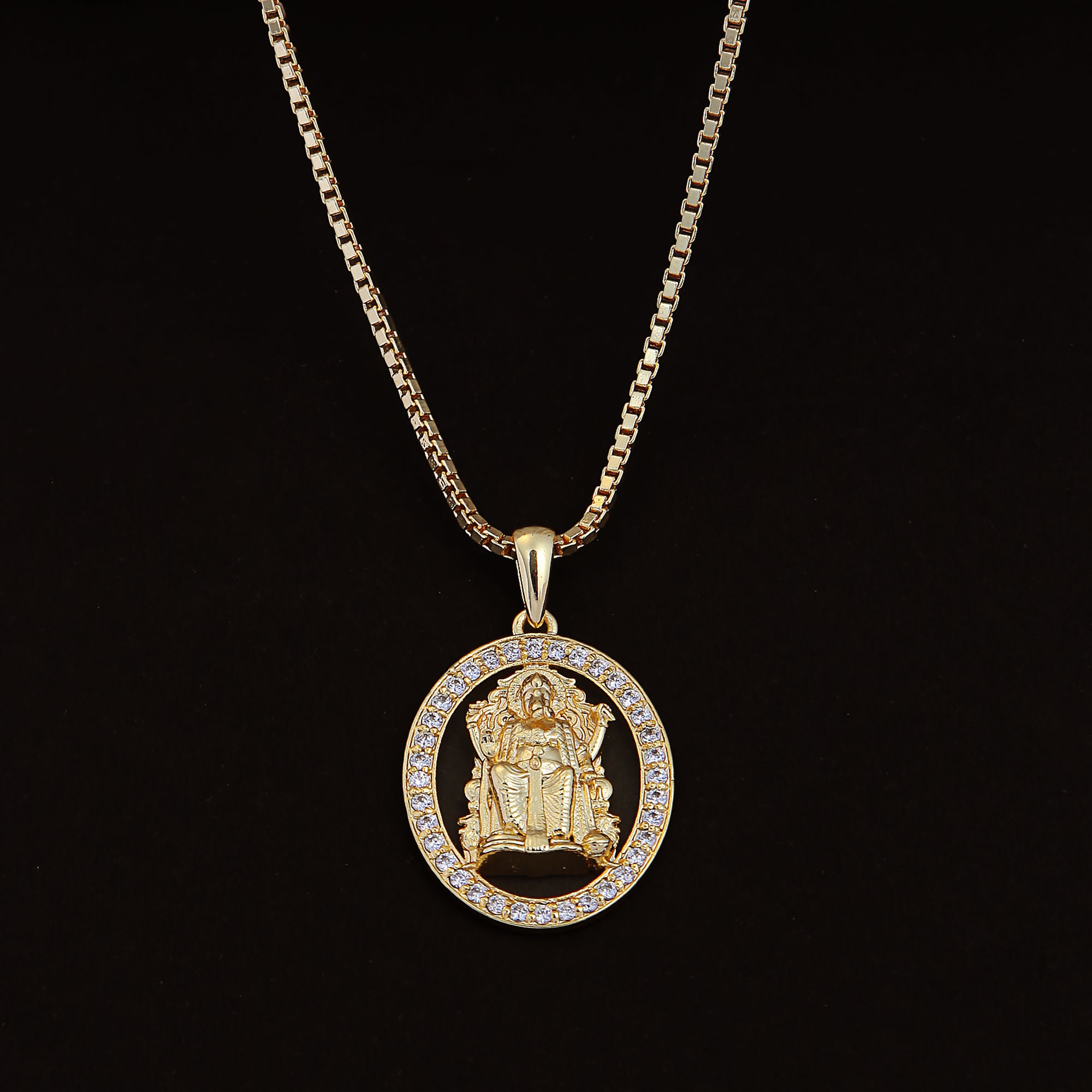 Zircon GANESH JI (PENDANT + Chain ) - 18K Gold Plated