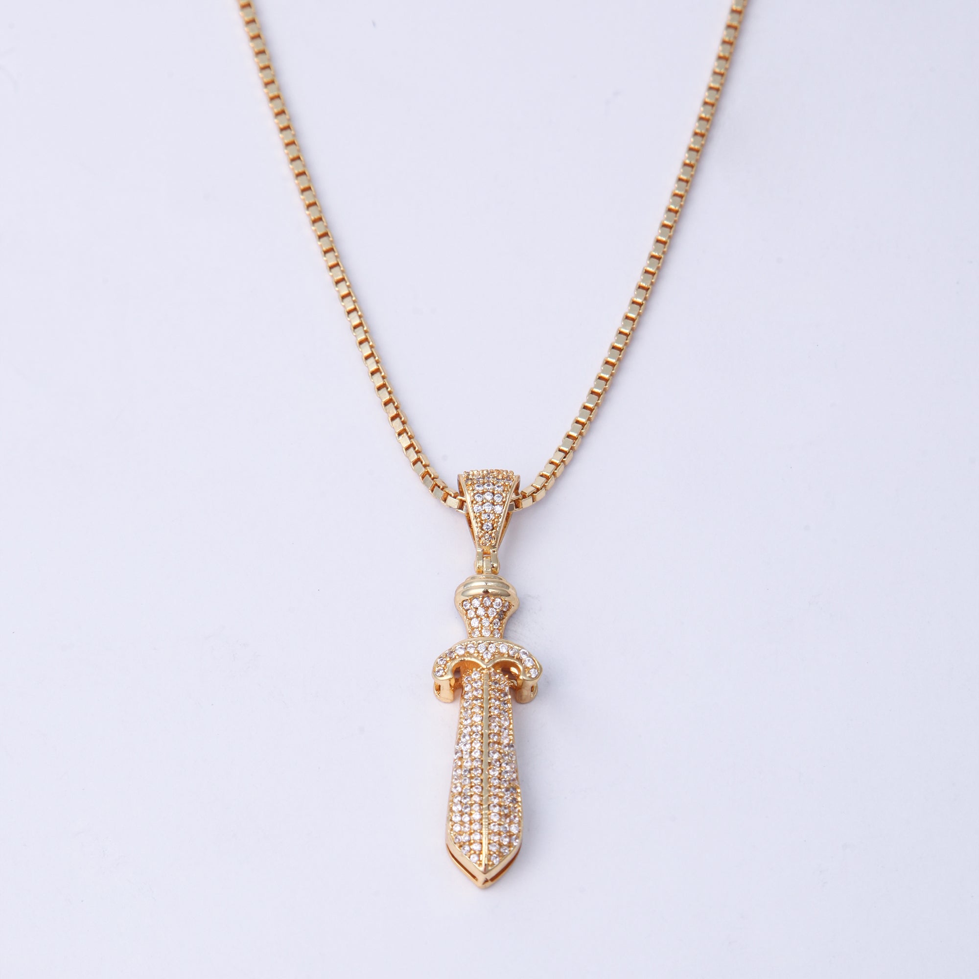 Zircon Sword ( Pendant + Chain) - 18K Gold Plated