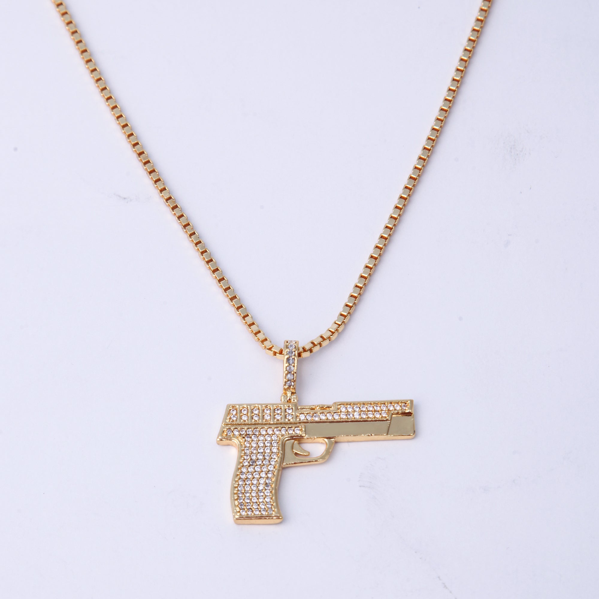 Zircon GUN (PENDANT + Chain) - 18k Gold Plated