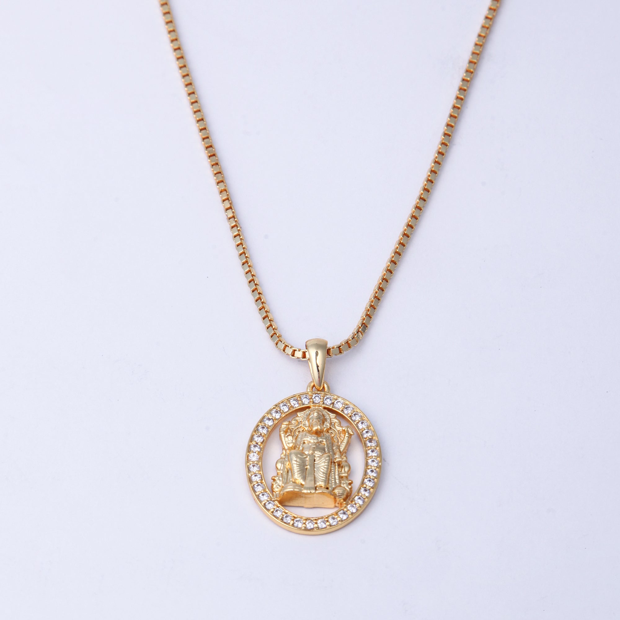 Zircon GANESH JI (PENDANT + Chain ) - 18K Gold Plated