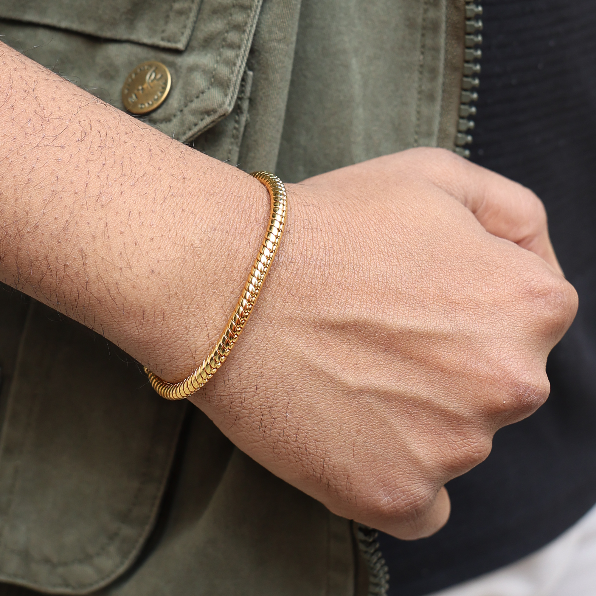 Round Cuban Bracelet (18K Gold Plating) - 4.5 MM