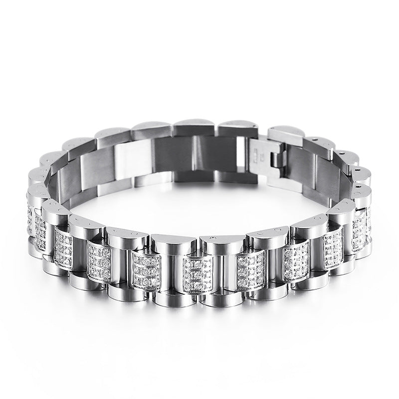 Titanium Premium Men's Bracelet - 18K White Gold Plating