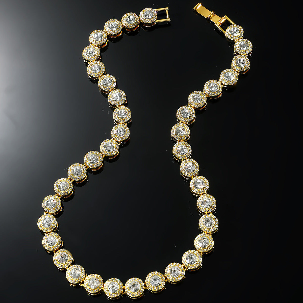 Diamond Round Mens Zirconia Necklace