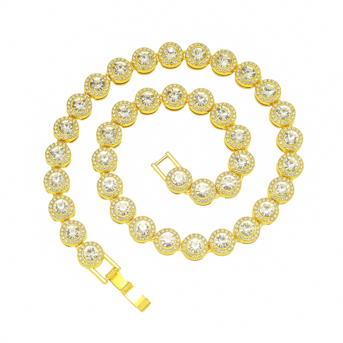 Diamond Round Mens Zirconia Necklace