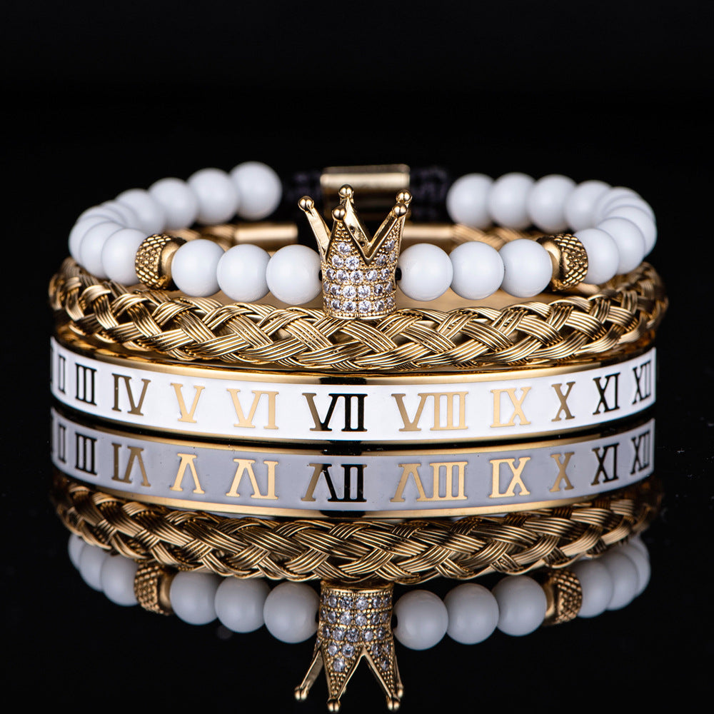 Roman White Crown BRACELET - Set of 3