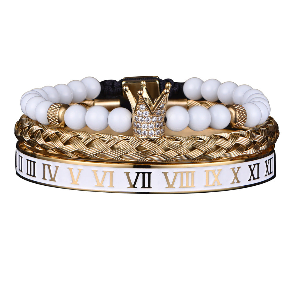 Roman White Crown BRACELET - Set of 3