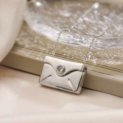 Envelope Love Pendant (18K White Gold Plating)