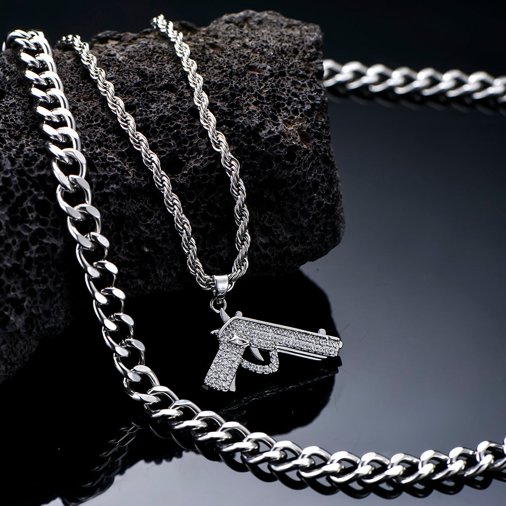 Dual Chain with Zircon Pendant