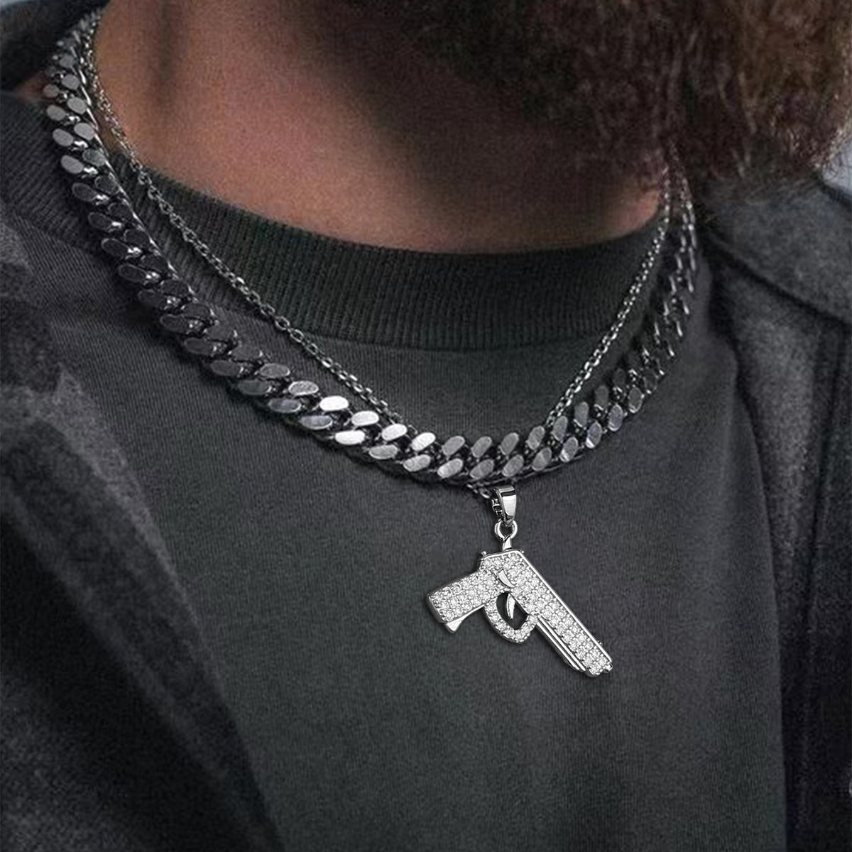 Dual Chain with Zircon Pendant
