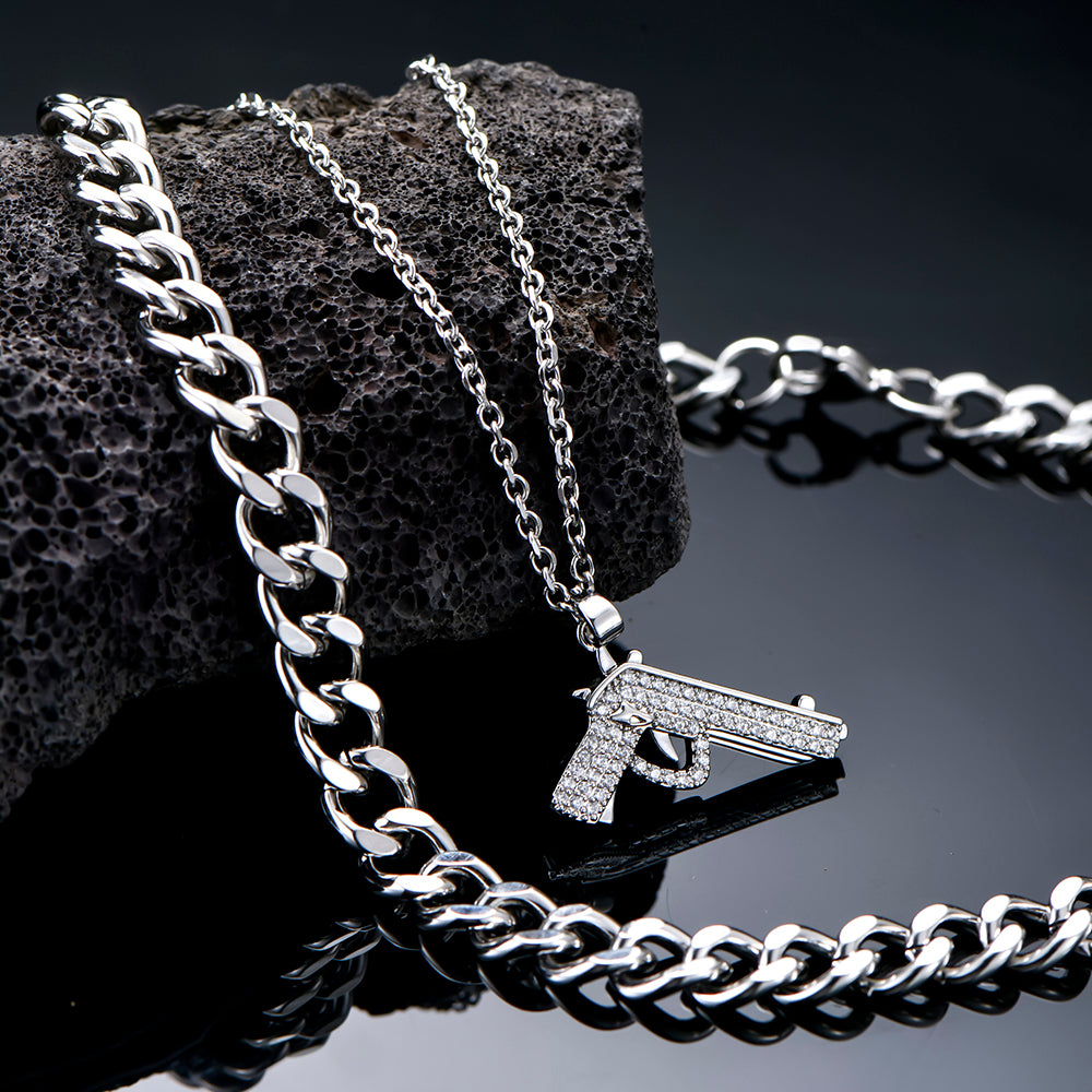 Dual Chain with Zircon Pendant