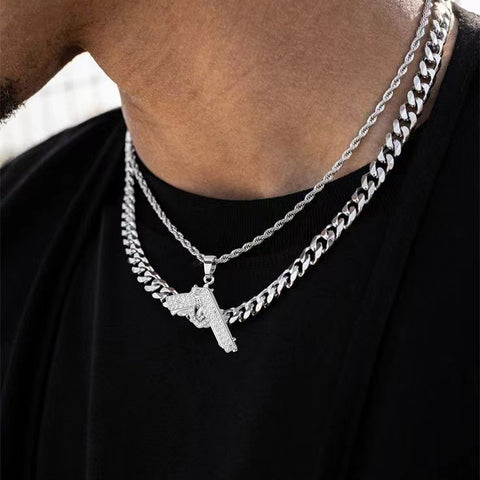 Dual Chain with Zircon Pendant