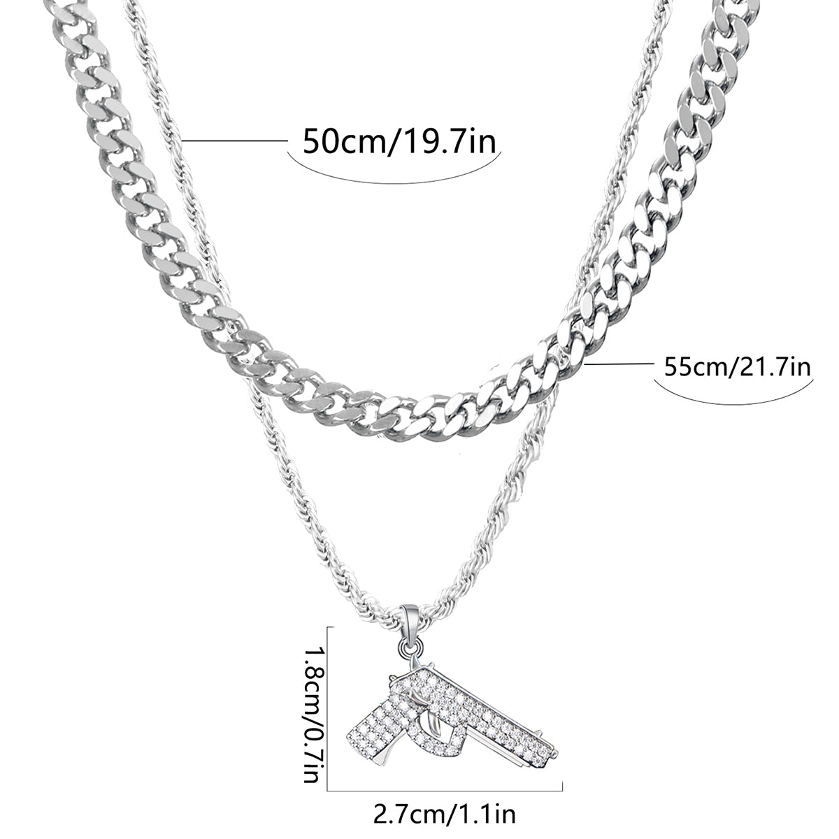 Dual Chain with Zircon Pendant