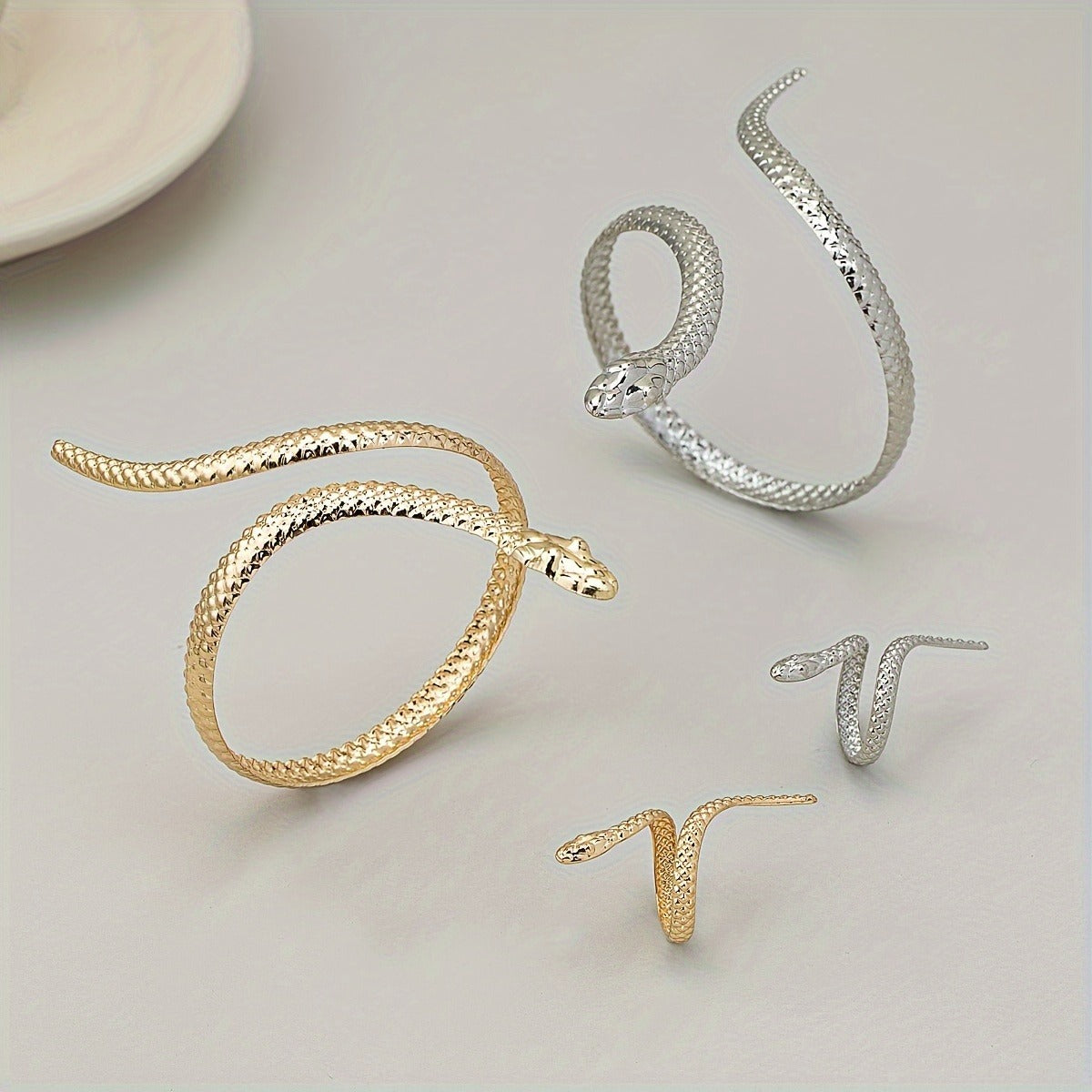 Sleek SNAKE RING & BRACELET SET