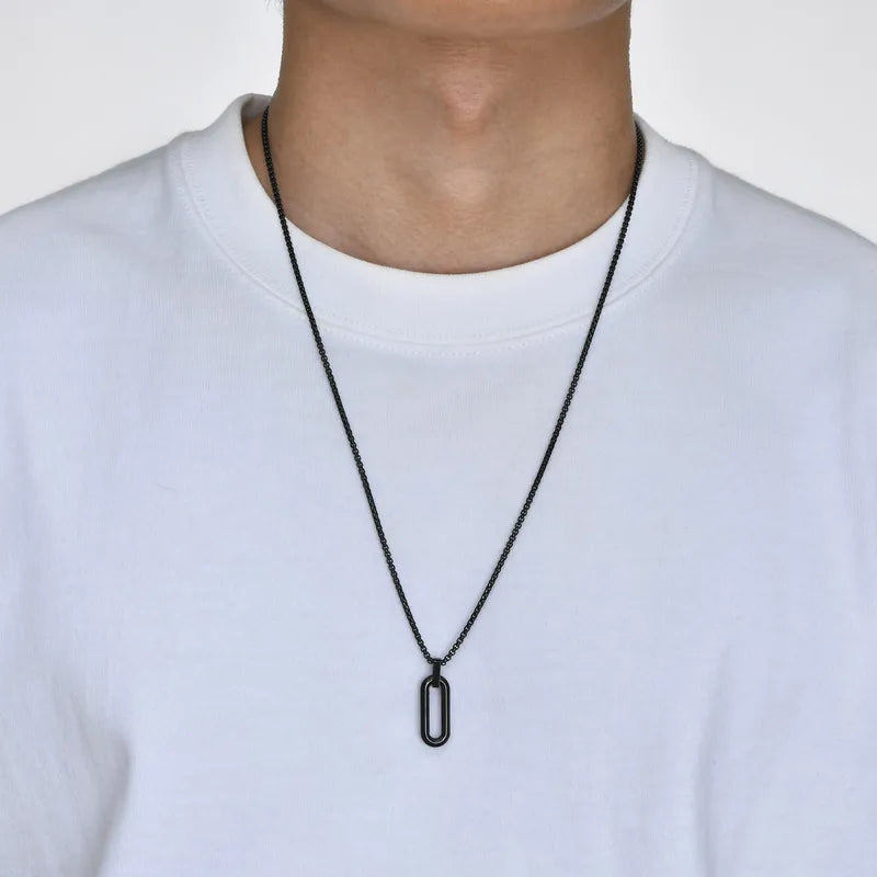 Black Steel Pendant - 18K Gold Plating
