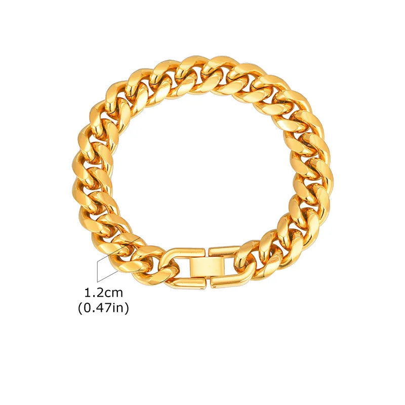 Classic Gold Cuban Bracelet - 18K Gold Plated - 12mm