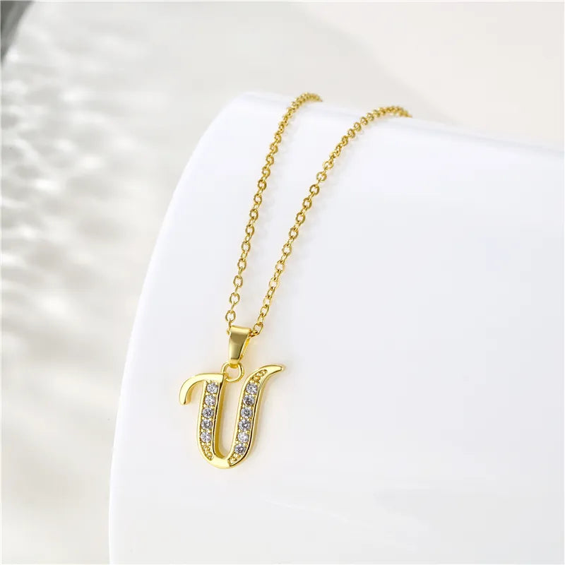 Titanium Alphaet Initial Pendant (18K Gold Plating)